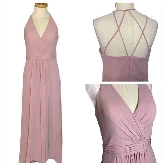 Jasmine Bridal V-Neck‎ Chiffon Maxi Dress Mauve 12 - Picture 1 of 14